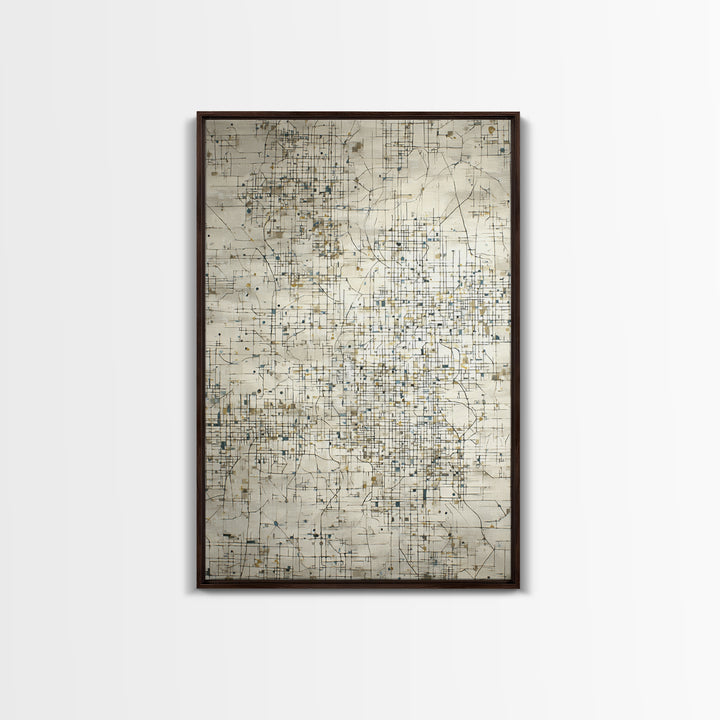 City Map Abstract Lines Without Readable Labels Framed Canvas Print, Hotel Art, Hazbin Hotel, Hotel Decor, Abstract Art, HOT-2x3-80