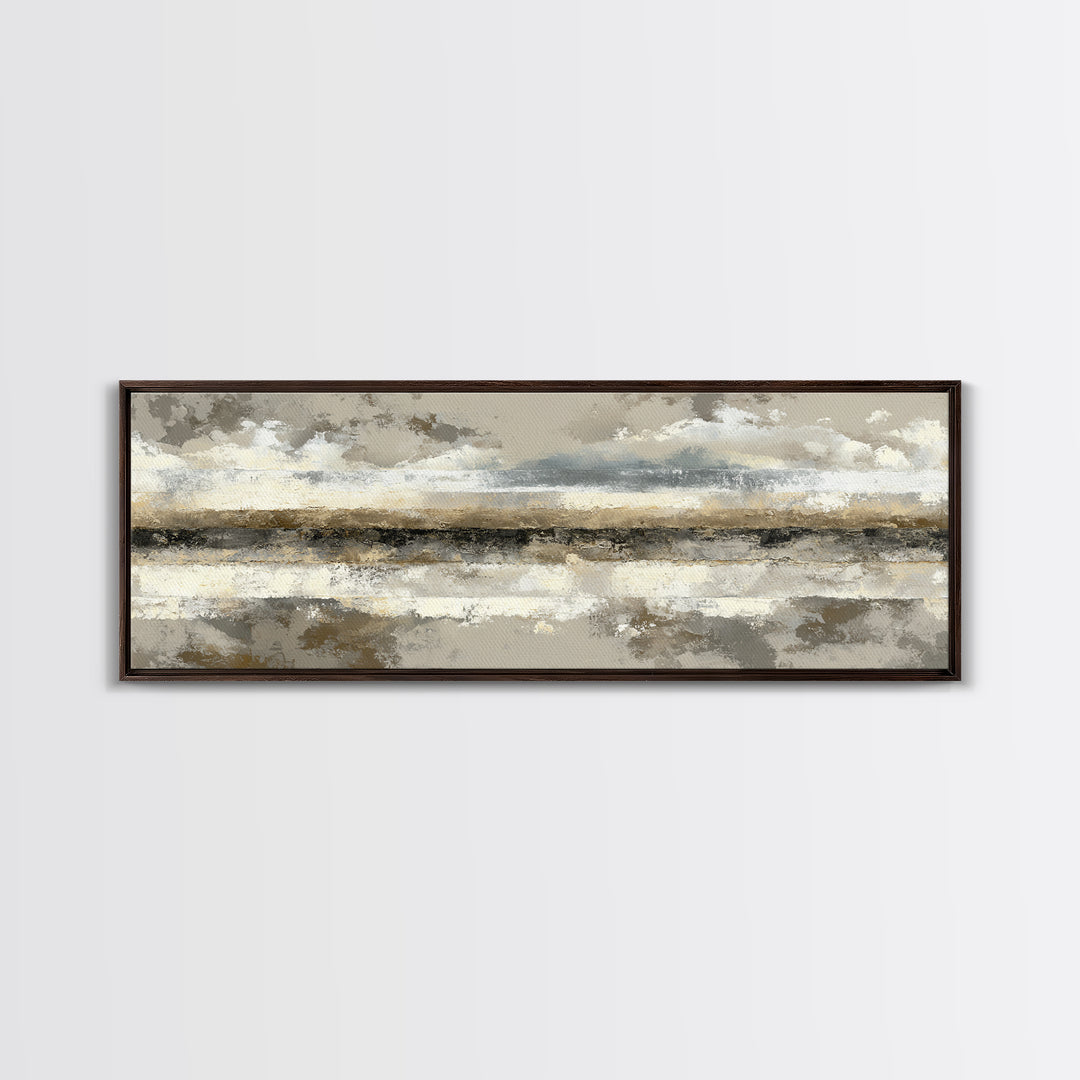 Sophisticated Neutral Abstract Framed Canvas Print, Hotel Art, Minimalist Wall Art, Hotel Decor, Abstract Art, Boutique, HOT-3x1-17