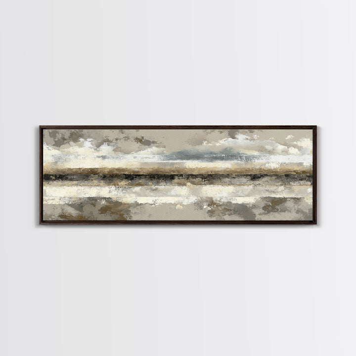 Sophisticated Neutral Abstract Framed Canvas Print, Hotel Art, Minimalist Wall Art, Hotel Decor, Abstract Art, Boutique, HOT-3x1-17