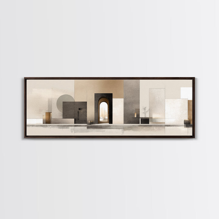 Minimal Architectural Arch Study Canvas Print, Hotel Art, Gallery Wall Set, Hotel Decor, Fine Art, Boutique, Textured Painting, HOT-3x1-20