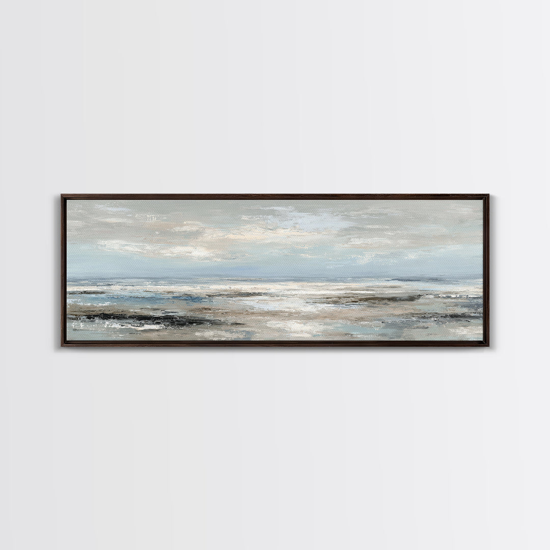 Mediterranean Terrace View Focused on Sea and Framed Canvas Print, Hotel Art, Art Print, Hotel Decor, Fine Art, Boutique, HOT-3x1-51