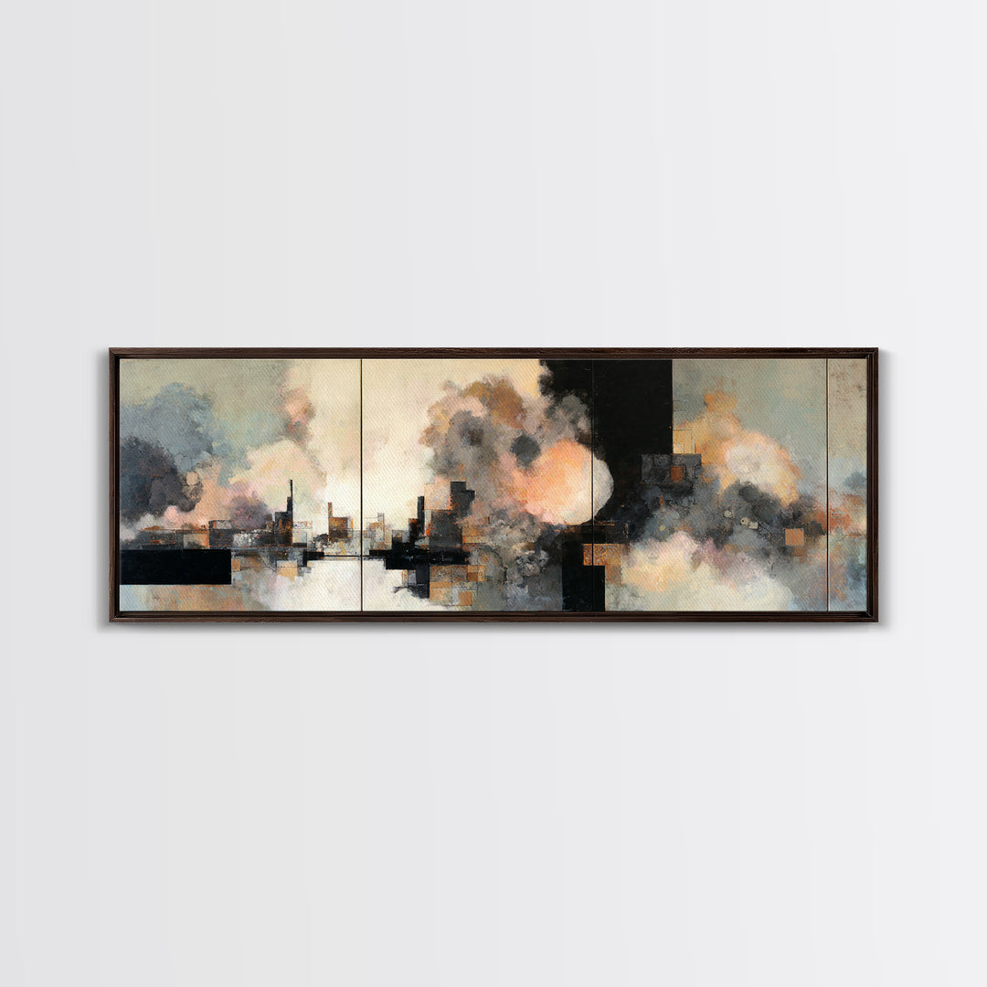 Large Cloudscape with Subtle Drama Framed Canvas Print, Hotel Art, Travel Poster, Hotel Decor, Fine Art, Boutique, HOT-3x1-57