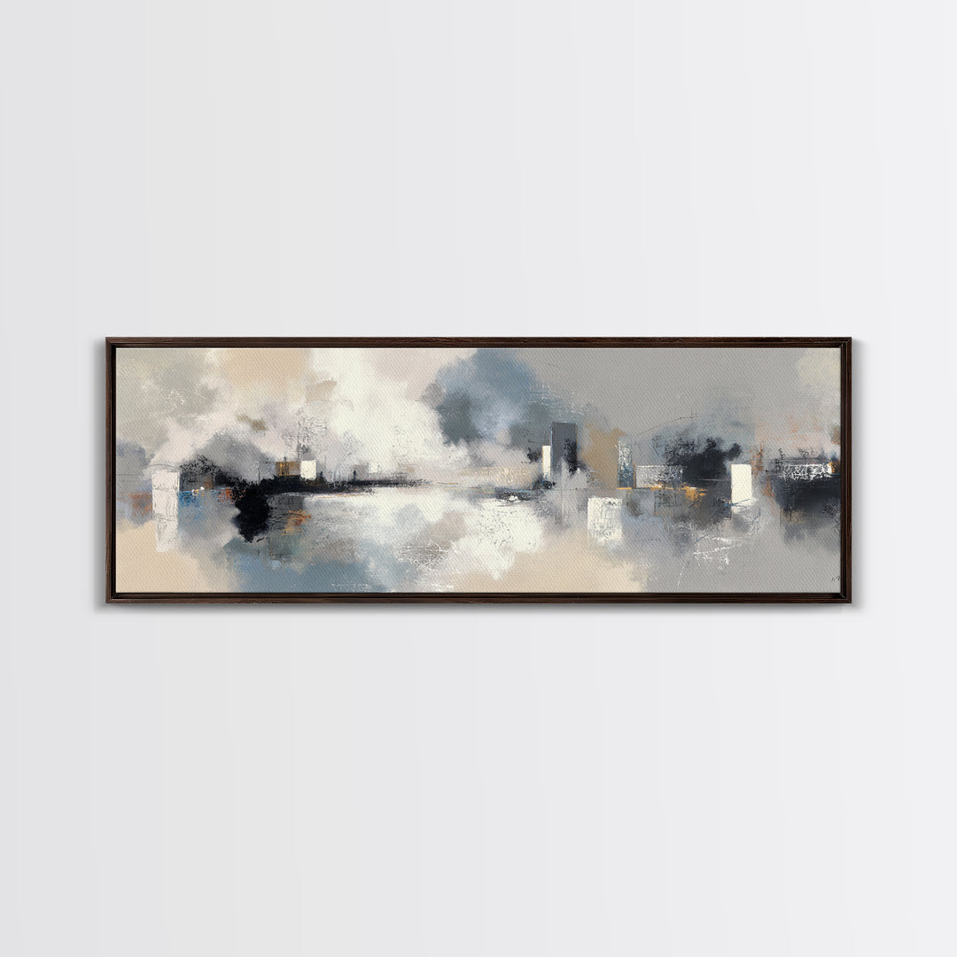 Large Calming Seascape Framed Canvas Print, Hotel Art, Art Deco, Hotel Decor, Fine Art, Boutique, Minimalist Wall Art, HOT-3x1-67