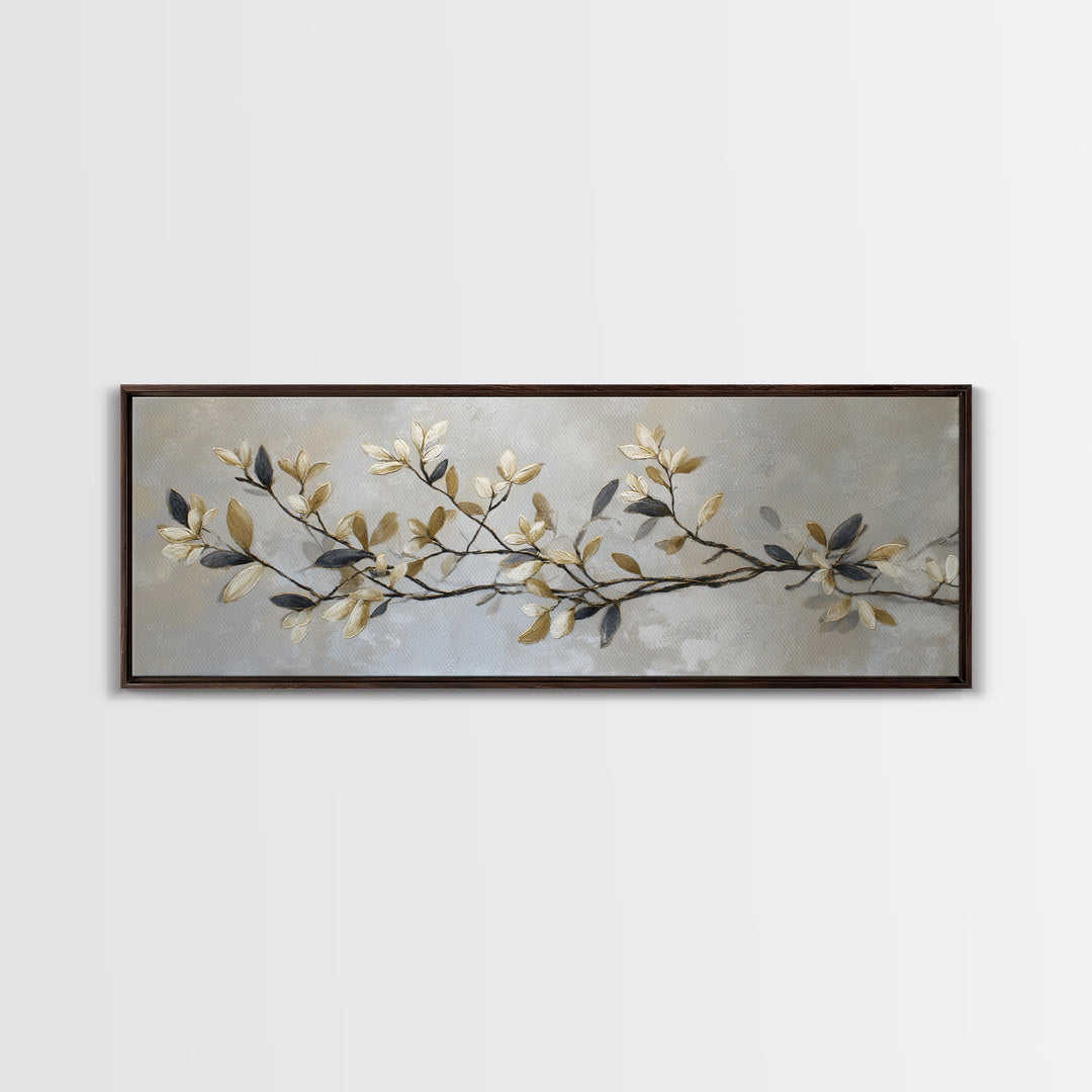 Elegant Botanical Branch on Ivory Ground Framed Canvas Print, Hotel Art, Gallery Decor, Hotel Decor, Fine Art, Boutique, HOT-3x1-69