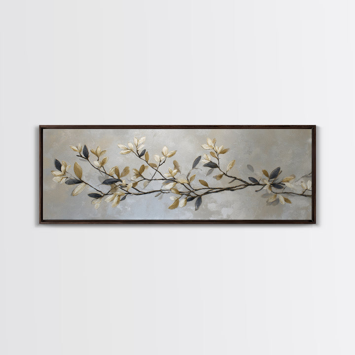 Elegant Botanical Branch on Ivory Ground Framed Canvas Print, Hotel Art, Gallery Decor, Hotel Decor, Fine Art, Boutique, HOT-3x1-69
