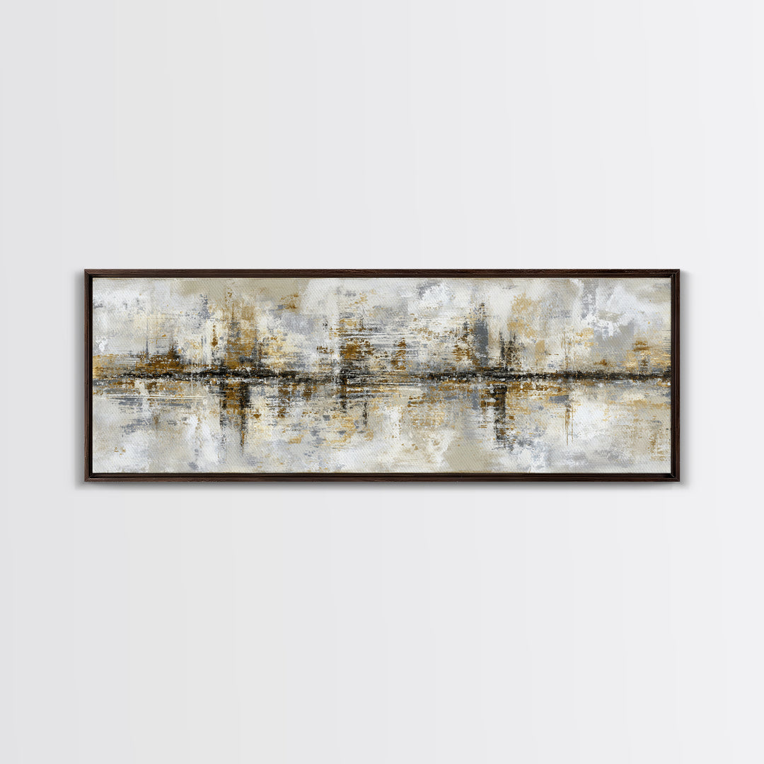 Gold Accented Abstract for Upscale Lobby Framed Canvas Print, Hotel Art, Gallery Wall Set, Hotel Decor, Fine Art, Boutique, HOT-3x1-77
