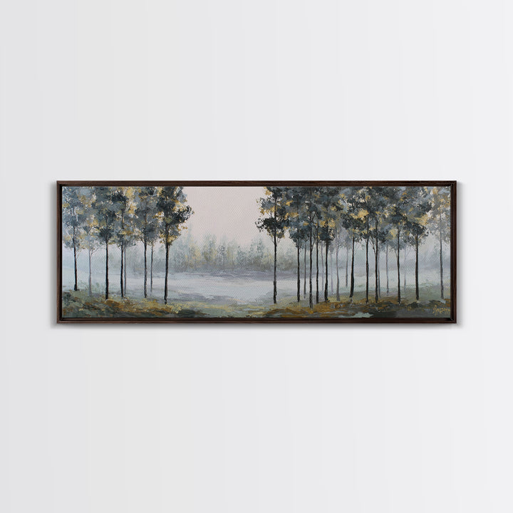 Misty Forest with Refined Calm Atmosphere Canvas Print, Hotel Art, Hotel Decor, Oil Painting, Boutique, Wall Sculpture, HOT-3x1-78