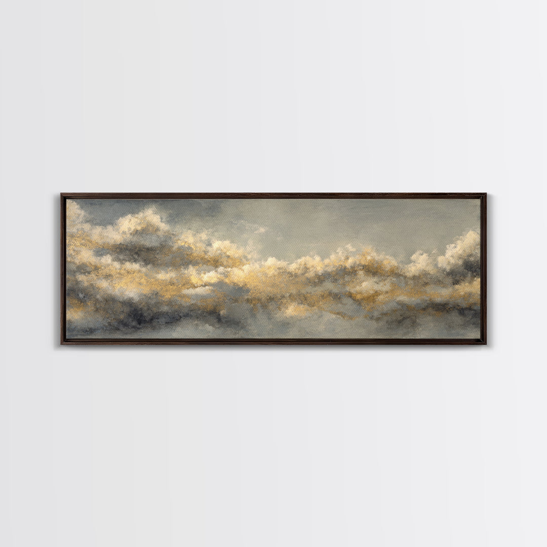Large Cloudscape with Subtle Drama Framed Canvas Print, Hotel Art, Travel Poster, Hotel Decor, Fine Art, Boutique, HOT-3x1-81