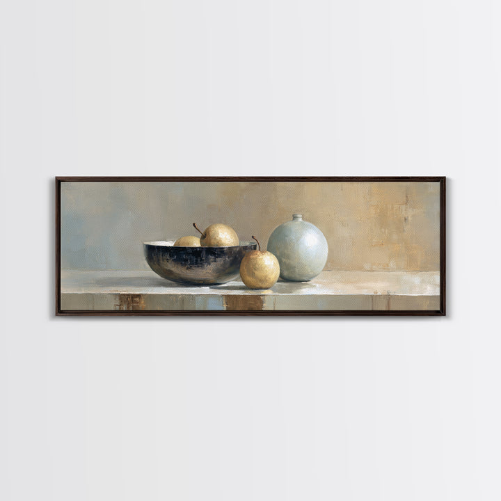 Elegant Pear Still Life on Linen Canvas Print, Hotel Art, City Wall Art, Hotel Decor, Abstract Art, Boutique, Minimalist Decor, HOT-3x1-85