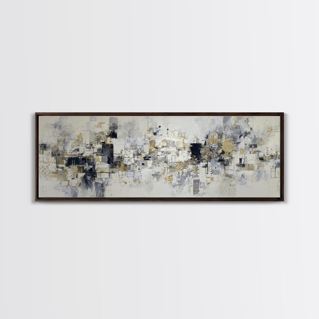 Simple Black Line Figure Framed Canvas Print, Hotel Art, Large Wall Art, Hotel Decor, Fine Art, Boutique, Beach Decor, HOT-3x1-87