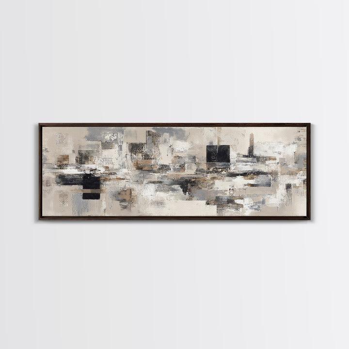 Sophisticated Neutral Abstract Framed Canvas Print, Hotel Art, Boho Decor, Hotel Decor, Fine Art, Boutique, Painting, HOT-3x1-89