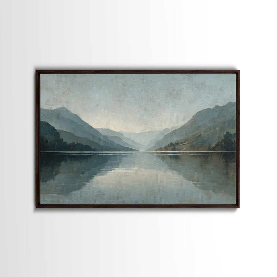 Serene Mountain Lake for Boutique Hotel Mood Canvas Print, Hotel Art, Coastal Decor, Hotel Decor, Oil Painting, Boutique, HOT-3x2-12