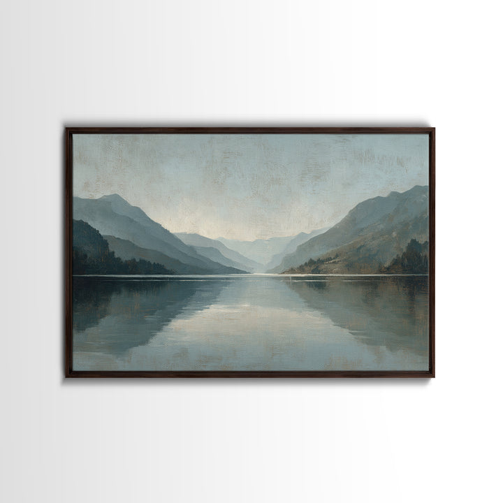 Serene Mountain Lake for Boutique Hotel Mood Canvas Print, Hotel Art, Coastal Decor, Hotel Decor, Oil Painting, Boutique, HOT-3x2-12