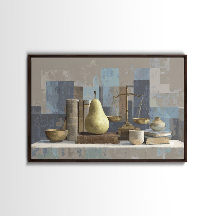 Elegant Pear Still Life on Linen Canvas Print, Hotel Art, Neutral Decor, Hotel Decor, Fine Art, Boutique, Home Decor, HOT-3x2-49