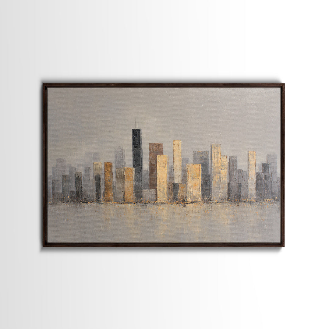 Quiet City Skyline Framed Canvas Print, Hotel Art, Living Room Decor, Hotel Decor, Fine Art, Boutique, City Wall Art, HOT-3x2-6