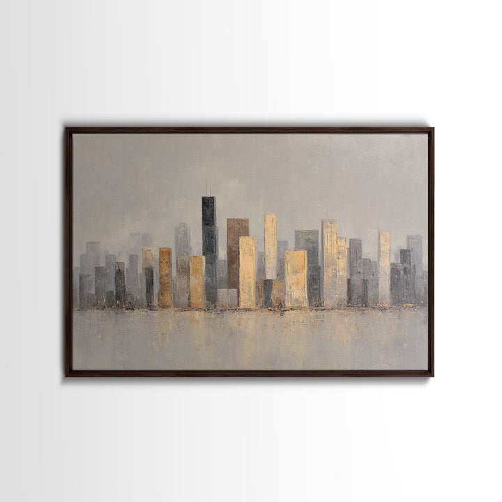 Quiet City Skyline Framed Canvas Print, Hotel Art, Living Room Decor, Hotel Decor, Fine Art, Boutique, City Wall Art, HOT-3x2-6