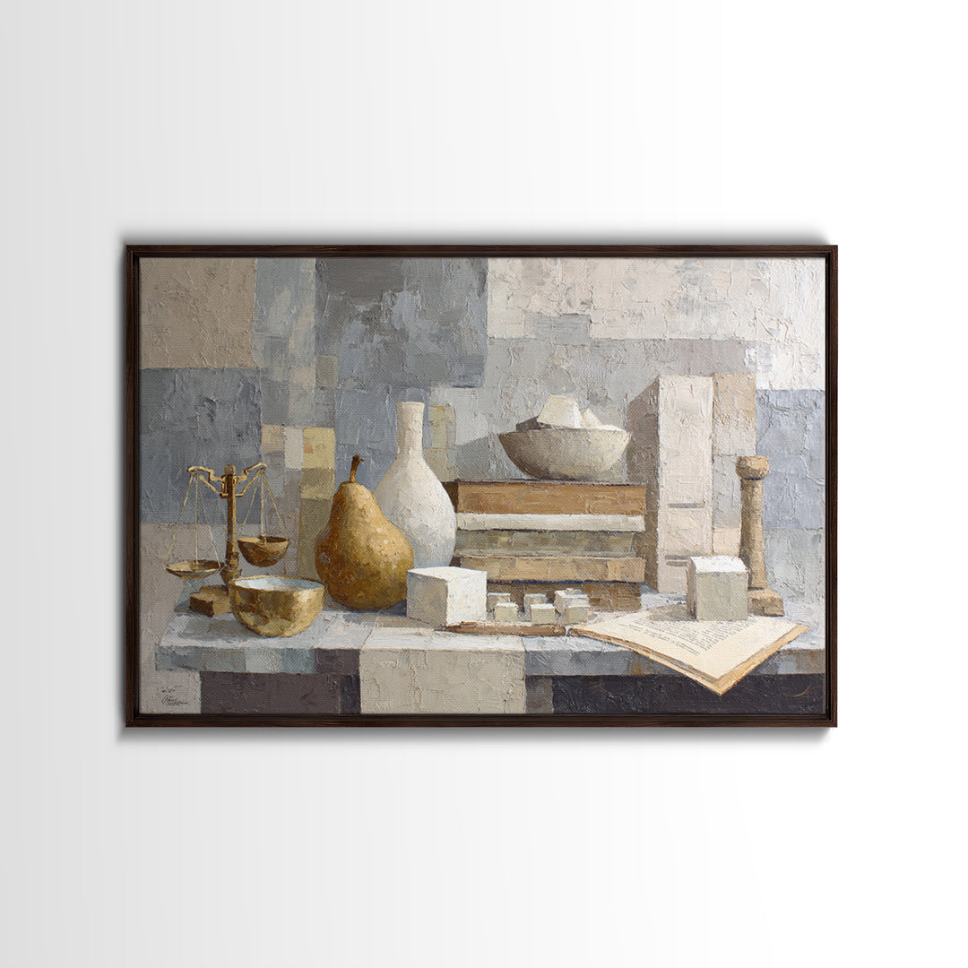 Elegant Pear Still Life on Linen Framed Canvas Print, Hotel Art, Luxury Decor, Hotel Decor, Abstract Art, Boutique, Art Prints, HOT-3x2-97