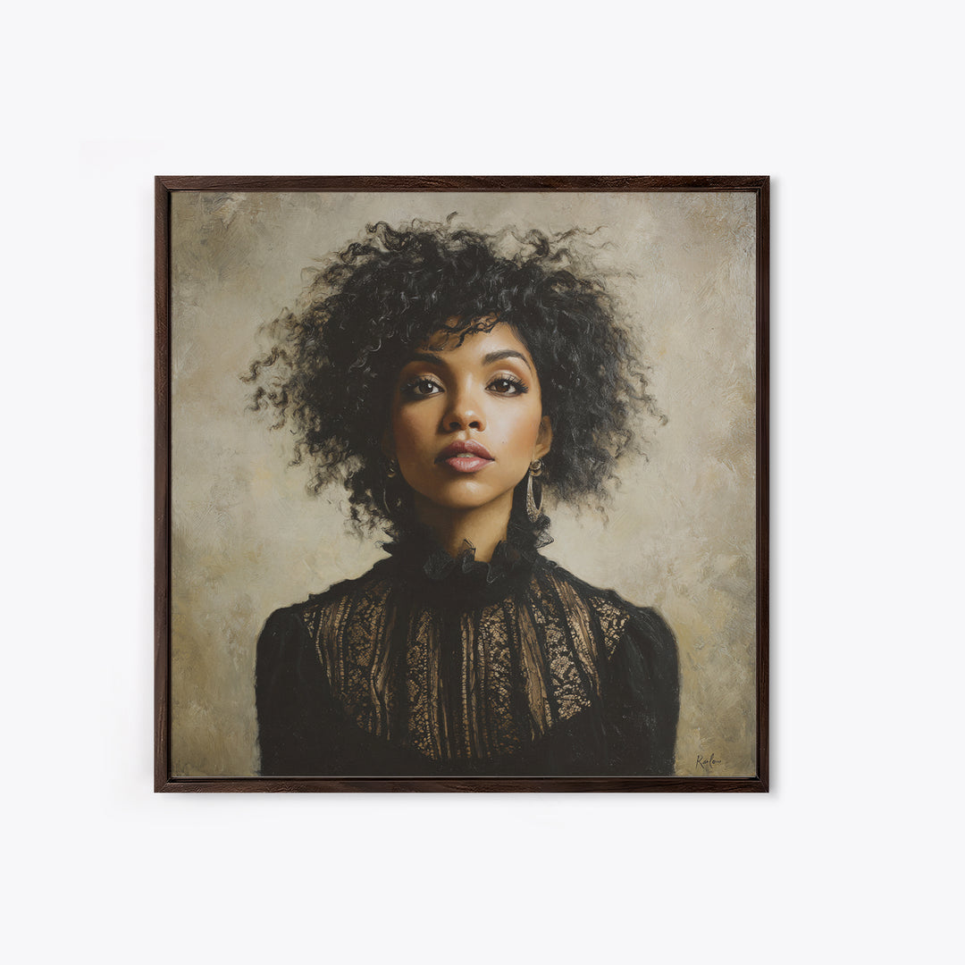 Curly Hair Portrait Canvas Print, Hair Salon Art, Minimalist Wall Art, Living Room Decor, Oil Painting, Style, Hair Stylist, HSA-1x1-15