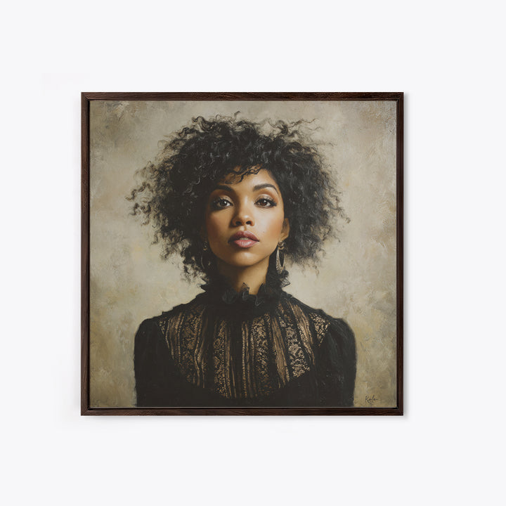 Curly Hair Portrait Canvas Print, Hair Salon Art, Minimalist Wall Art, Living Room Decor, Oil Painting, Style, Hair Stylist, HSA-1x1-15