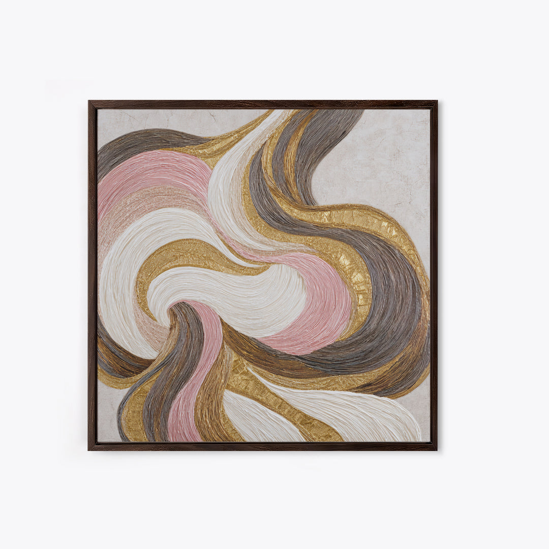Abstract Hair Strands Forming Elegant Waves Framed Canvas Print, Hair Salon Art, African Art, Living Room Decor, Style, HSA-1x1-27