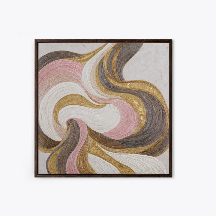 Abstract Hair Strands Forming Elegant Waves Framed Canvas Print, Hair Salon Art, African Art, Living Room Decor, Style, HSA-1x1-27