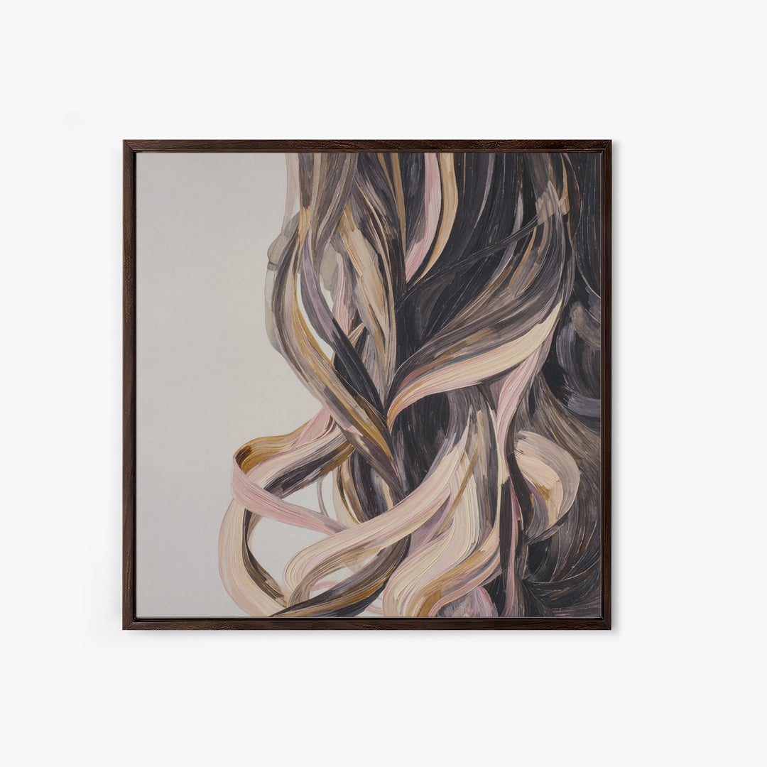 Hair Strands Turning into Abstract Ribbons Canvas Print, Hair Salon Art, Gallery Decor, Living Room Decor, Abstract Art, Style, HSA-1x1-45