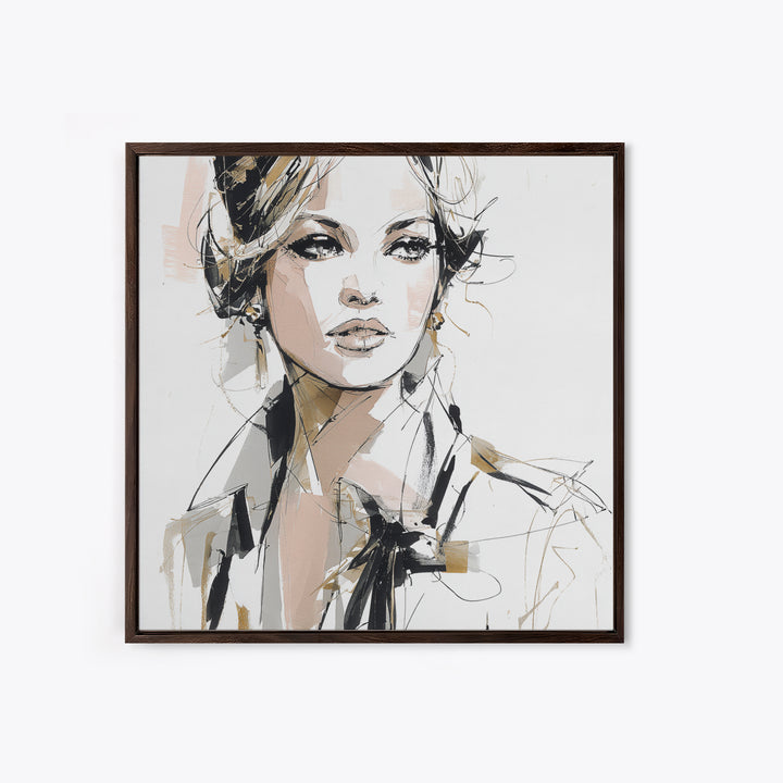 Black and White Line Art Salon Figure Canvas Print, Hair Salon Art, Girls Room Decor, Living Room Decor, Fine Art, Style, HSA-1x1-55