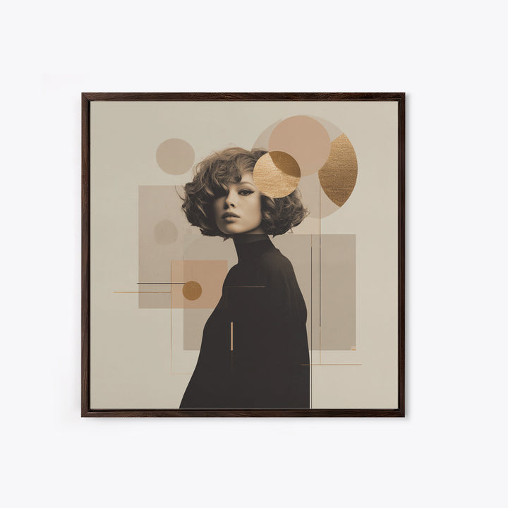 Mod 1960s Beauty Portrait Framed Canvas Print, Hair Salon Art, Home Decor, Living Room Decor, Fine Art, Style, Contemporary Art, HSA-1x1-67