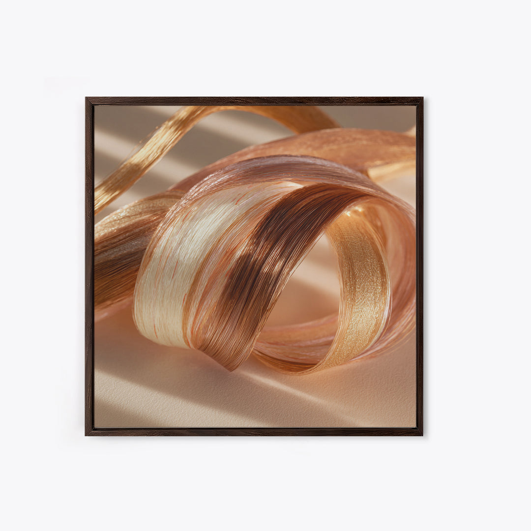 Hair Strands Turning into Abstract Ribbons Canvas Print, Hair Salon Art, Gallery Decor, Living Room Decor, Abstract Art, Style, HSA-1x1-69