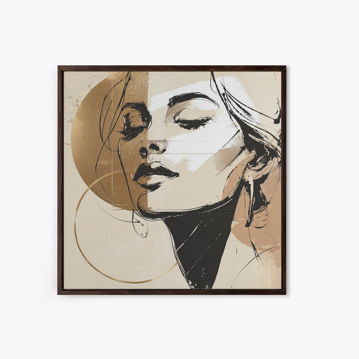 Black and White Line Art Salon Figure Framed Canvas Print, Hair Salon Art, Black Wall Art, Living Room Decor, Fine Art, Style, HSA-1x1-7