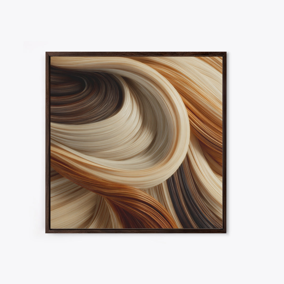 Abstract Hair Strands Forming Elegant Waves Canvas Print, Hair Salon Art, Neutral Decor, Living Room Decor, Abstract Art, Style, HSA-1x1-75