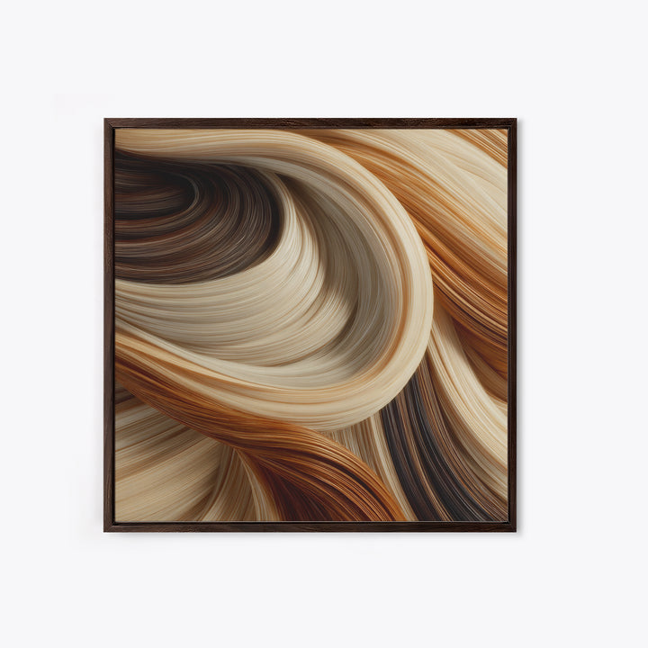 Abstract Hair Strands Forming Elegant Waves Canvas Print, Hair Salon Art, Neutral Decor, Living Room Decor, Abstract Art, Style, HSA-1x1-75
