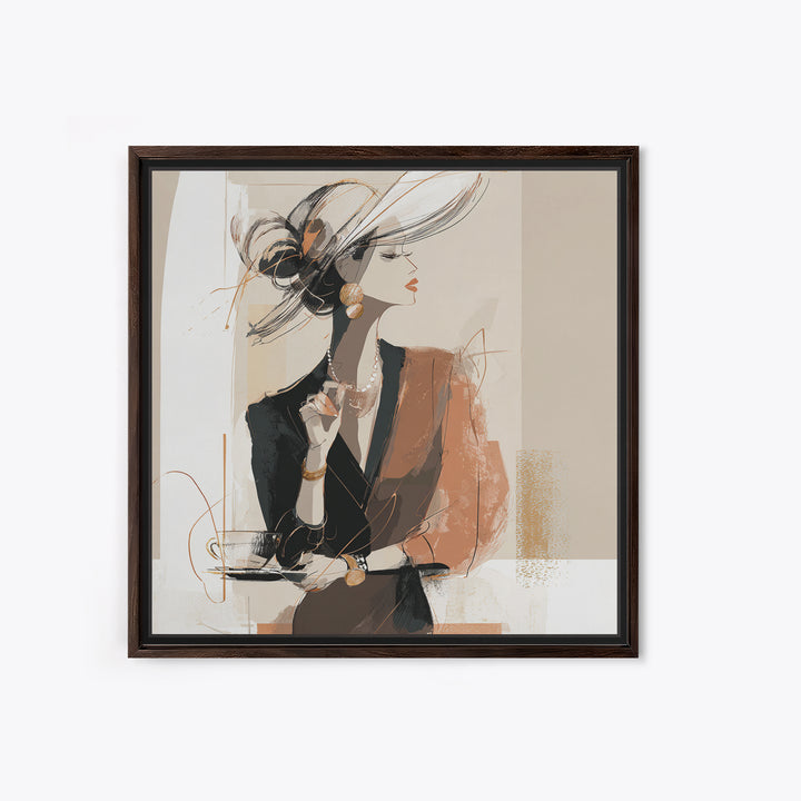 Black and White Line Art Salon Figure Framed Canvas Print, Hair Salon Art, Modern Decor, Living Room Decor, Fine Art, Style, HSA-1x1-79