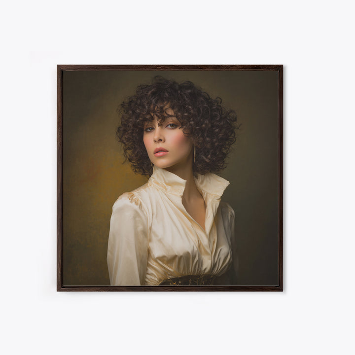 Curly Hair Portrait Canvas Print, Hair Salon Art, Statement Artwork, Living Room Decor, Fine Art, Style, Digital Prints, HSA-1x1-87