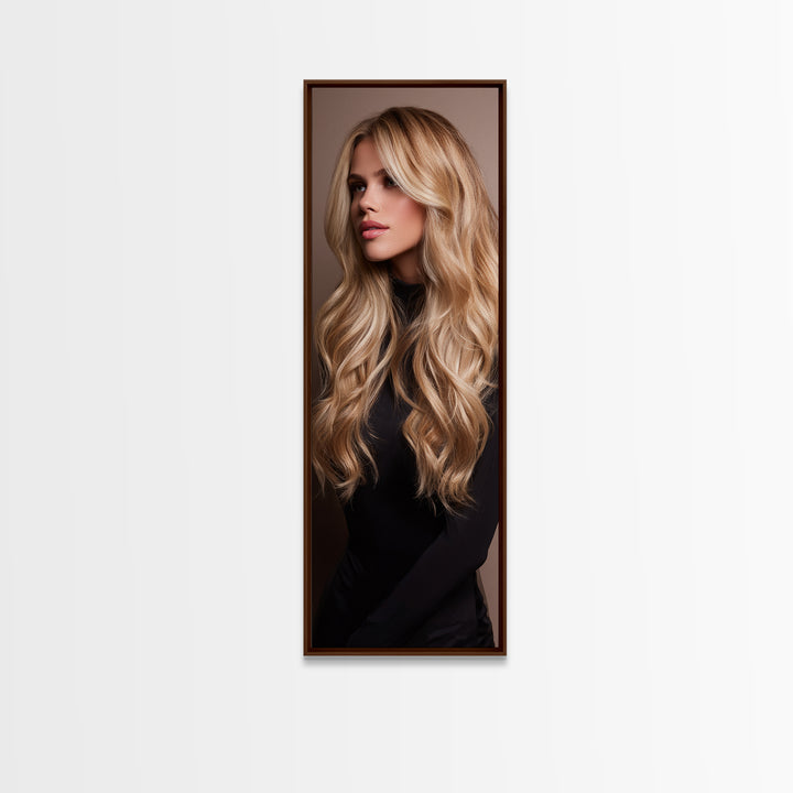 Blonde Waves Painted Canvas Print, Hair Salon Art, Digital Download Art, Living Room Decor, Fine Art, Style, Home Decor, HSA-1x3-100