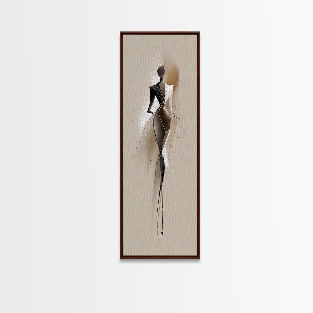 Black and White Line Art Salon Figure Framed Canvas Print, Hair Salon Art, Art, Living Room Decor, Style, Black Art Prints, HSA-1x3-19