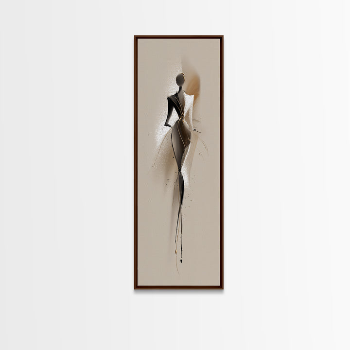 Black and White Line Art Salon Figure Framed Canvas Print, Hair Salon Art, Art, Living Room Decor, Style, Black Art Prints, HSA-1x3-19