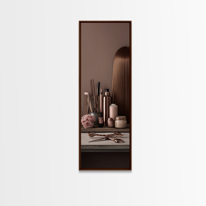 Rose Gold Salon Tool Still Life Canvas Print, Hair Salon Art, Afrocentric Art, Living Room Decor, Style, Statement Artwork, HSA-1x3-2
