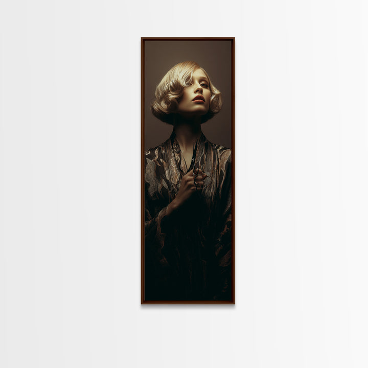 Woman with Dramatic Bob Haircut in Art Canvas Print, Hair Salon Art, Digital Prints, Living Room Decor, Fine Art, Style, HSA-1x3-40