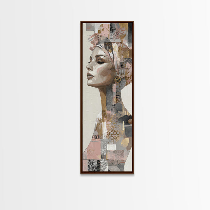 Mod 1960s Beauty Portrait Canvas Print, Hair Salon Art, Black Wall Art, Living Room Decor, Fine Art, Style, Afrocentric Art, HSA-1x3-55