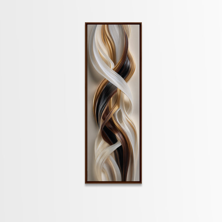 Abstract Hair Strands Forming Elegant Waves Canvas Print, Hair Salon Art, Digital Download Art, Living Room Decor, Abstract Art, HSA-1x3-63