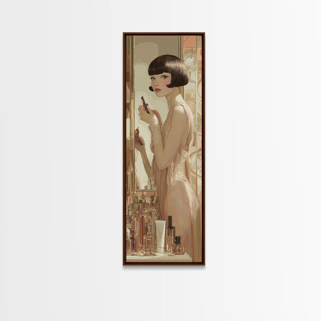 Woman with Dramatic Bob Haircut in Art Framed Canvas Print, Hair Salon Art, Printable Art, Living Room Decor, Fine Art, Style, HSA-1x3-64
