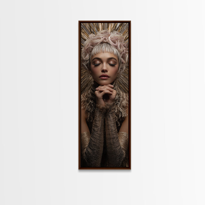 Glamour Face Portrait Canvas Print, Hair Salon Art, Black Wall Art, Living Room Decor, Oil Painting, Style, Afrocentric Art, HSA-1x3-68