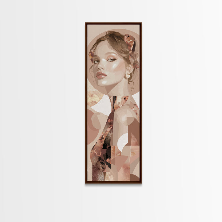 Mod 1960s Beauty Portrait Canvas Print, Hair Salon Art, Contemporary Art, Living Room Decor, Oil Painting, Style, Modern Art, HSA-1x3-7