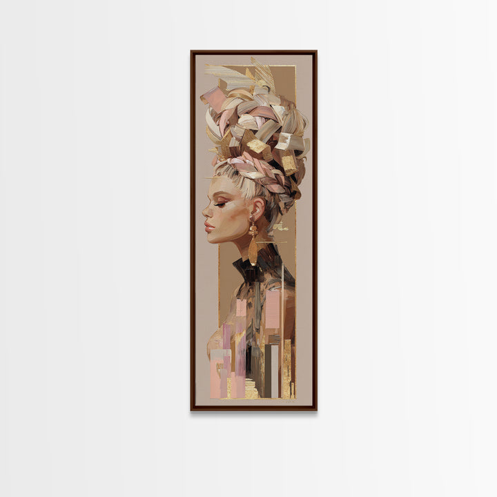 Braided Hairstyle Study Framed Canvas Print, Hair Salon Art, Black and White Art, Living Room Decor, Fine Art, Style, HSA-1x3-71