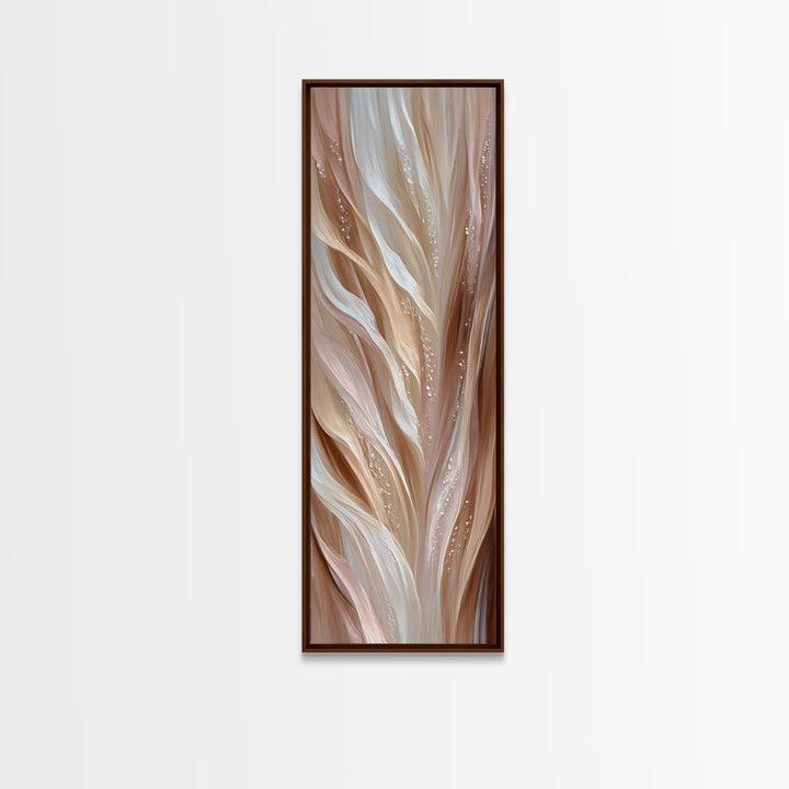 Blonde Waves Painted Framed Canvas Print, Hair Salon Art, Minimalist Wall Art, Living Room Decor, Oil Painting, Style, HSA-1x3-76