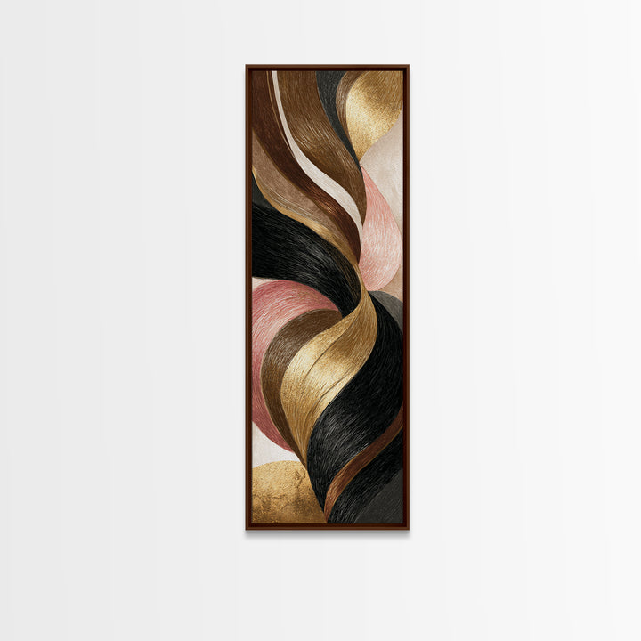 Luxury Black and Gold Beauty Emblem Framed Canvas Print, Hair Salon Art, Black Art, Living Room Decor, Fine Art, Style, HSA-1x3-84