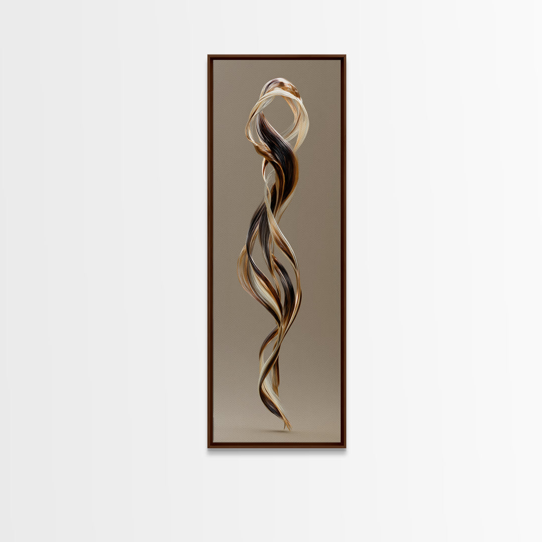 Hair Strands Turning into Abstract Ribbons Canvas Print, Hair Salon Art, Gallery Decor, Living Room Decor, Abstract Art, Style, HSA-1x3-9