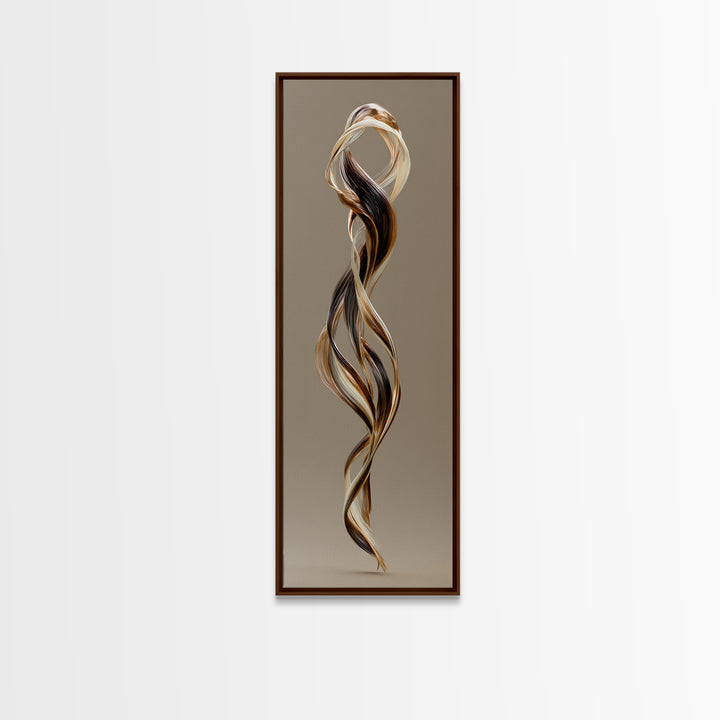 Hair Strands Turning into Abstract Ribbons Canvas Print, Hair Salon Art, Gallery Decor, Living Room Decor, Abstract Art, Style, HSA-1x3-9
