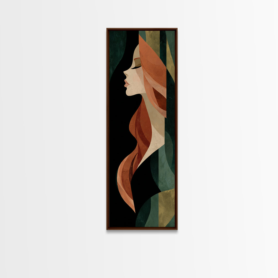 Copper Hair Silhouette Canvas Print, Hair Salon Art, Modern Decor, Living Room Decor, Fine Art, Style, Digital Prints, HSA-1x3-94